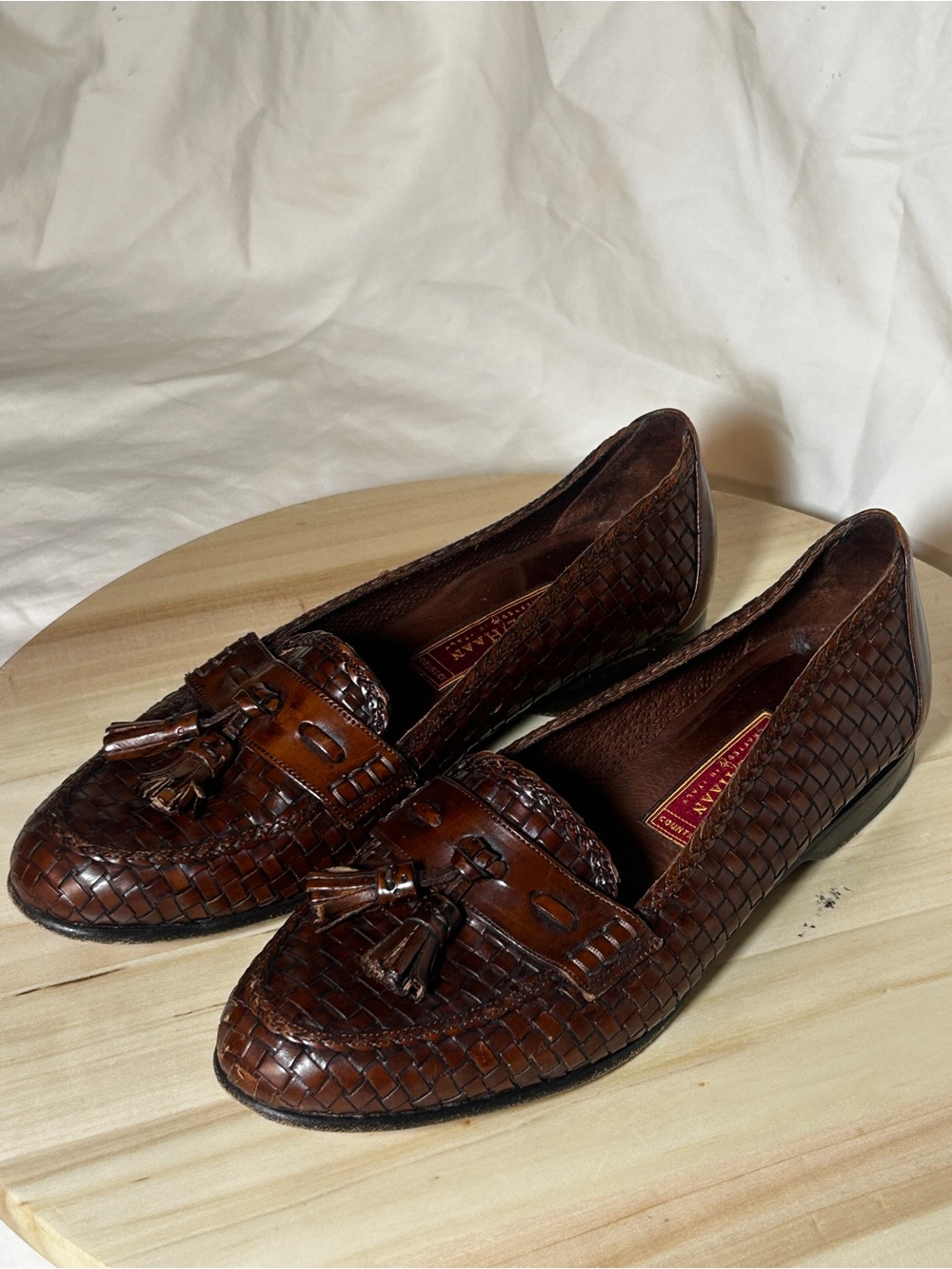 Cole Haan Women’s Vintage Brown Woven Tassel Loafers US 8.5 B
